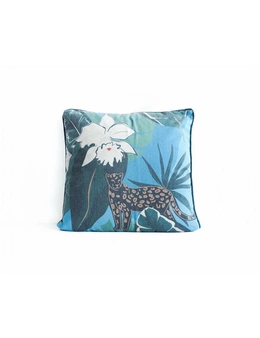 Rayell Indoor Square Cushion Jungle Leopard Bedroom/Lounge Decor Blue 45x45cm