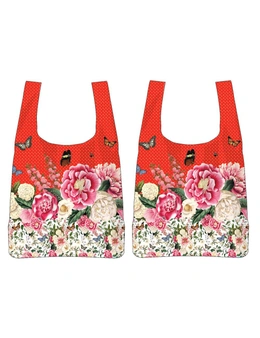 2PK Floral Garden 65x40cm Decorative Shoulder/Tote Bag Women's Handbag Red