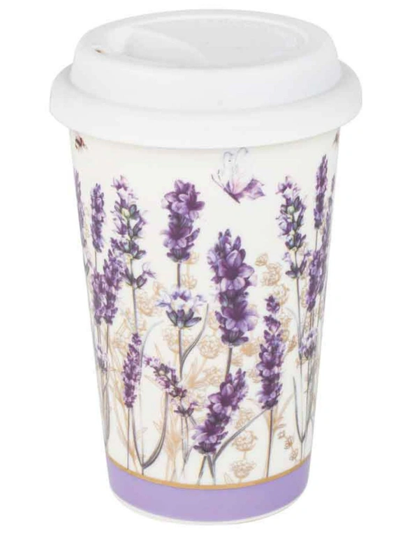 Lavender Dreams Decorative Travel Mug w/ Coaster 10oz Water Drinking Keep Cup, hi-res image number null