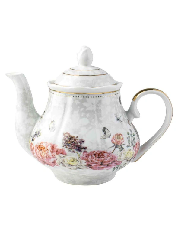 Roses & Butterflies Floral Decorative Botanical Print Tea/Coffee Teapot 1200ml, hi-res image number null