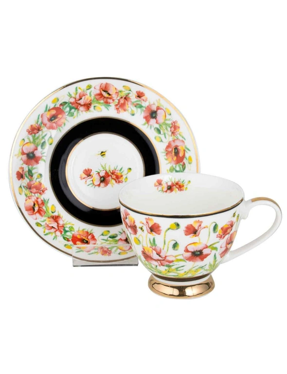 Poppies Collection Decorative Floral Botanical Teacup & Saucer Matching 200ml, hi-res image number null