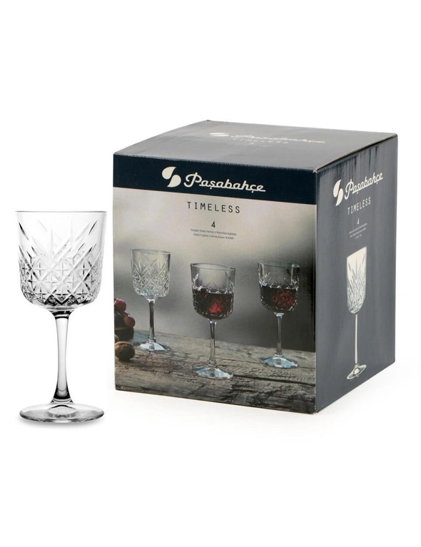 4pc Pasabahce Timeless 330ml Red Wine Glasses Stemware Cocktail Drink Cup Clear, hi-res image number null