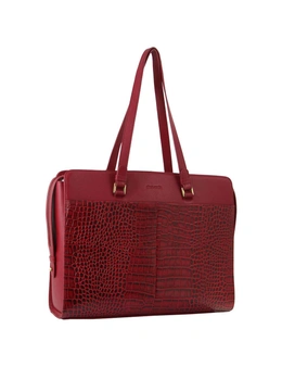Pierre Cardin Croc-Embossed Leather Business 13" Computer/Laptop Bag Red 40cm