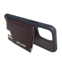 Pierre Cardin Leather Wallet Case for iPhone 11 ProDark Brown