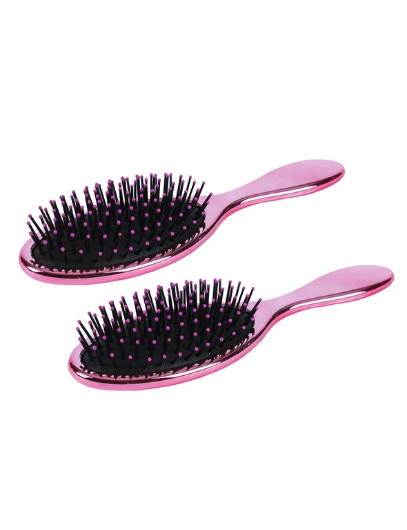 2x Living Today TPR Bristles Anti-Static Oval Paddle Brush Hair Grooming PNK, hi-res image number null