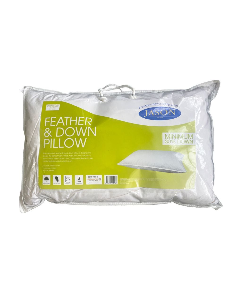 Jason Commercial Feather & Down Premium Cotton Bedroom Sleeping Pillow ...