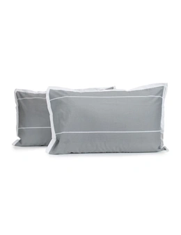 2pc Jason Commercial Calista Bedroom Easy Care Pillow Case 48x73cm Granite