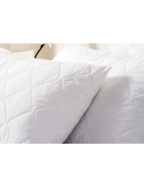 Essentially Home Living Quilted Microfibre 50x70cm Pillow Protector Twin Pack White, hi-res image number null