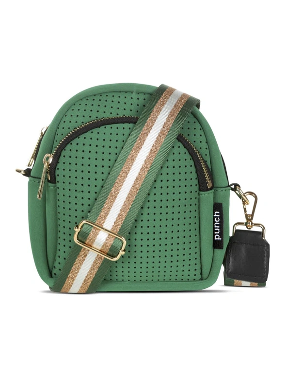 Punch Neoprene Rounded Women's Travel Bag/Purse/Handbag w/Crossbody Strap Green, hi-res image number null