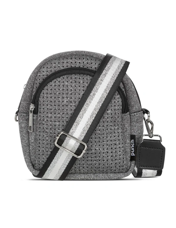 Punch Neoprene Rounded Women's Travel Bag/Handbag w/Crossbody Strap Marl Grey, hi-res image number null