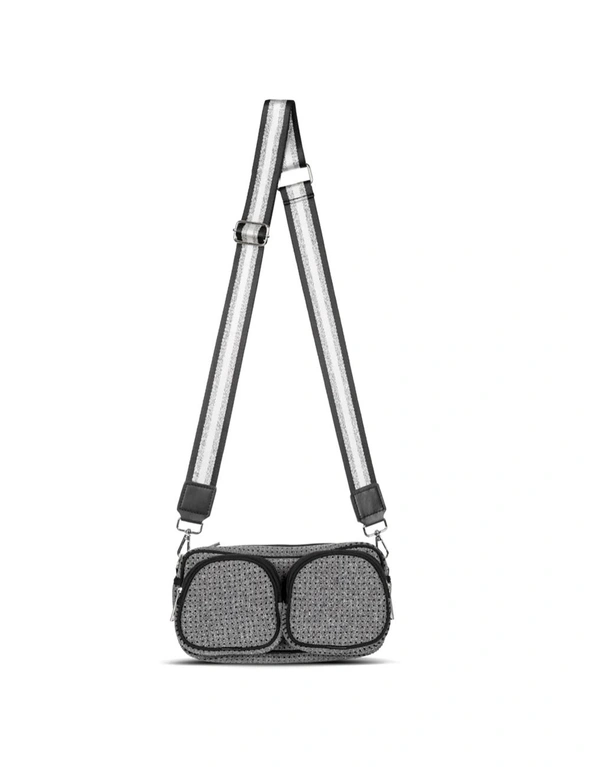 Punch Neoprene Double Pocket Travel Bag Handbag w/Crossbody Strap Marl Grey, hi-res image number null