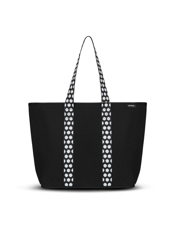 Punch Premium Neoprene Handbag/Tote/Travel Bag Explorer Zip-Up Black/White Spot, hi-res image number null