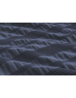 Ardor Boudoir Lisbon Seersucker Queen Bed Quilt Cover Set/2x Pillowcase Indigo
