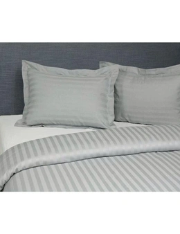 Jason Commercial Super King Bed Satin Stripe Quilt Cover Set 270x240cm Silver