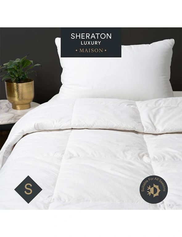 Sheraton Luxury Maison Single Bed Goose Feather Down Quilt White 140 x 210cm, hi-res image number null