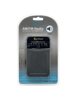 Sansai AM/FM Mega Bass 2-Band Portable Speaker Radio Receiver Dark Grey 11.7cm