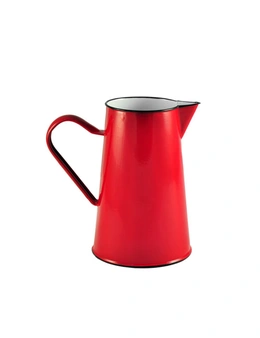Urban Style Enamelware 2L Pitcher Water/Juice Jug Container w/ Black Rim Red
