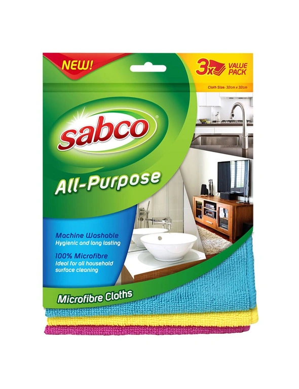 12pc Sabco All Purpose Microfibre Cloths 32 x 32cm, hi-res image number null