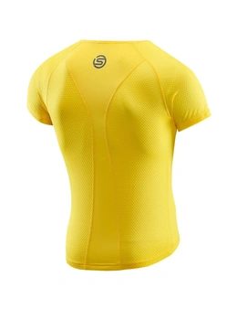 SKINS Cycle/Cycling Men's Short Sleeve S Thermoregulating Baselayer Shirt Zest