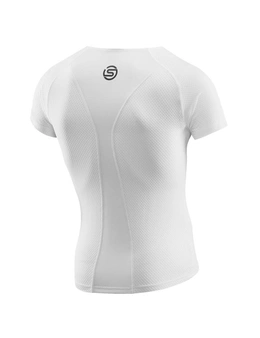 SKINS Cycle/Cycling Men's Short Sleeve M Thermoregulating Baselayer Shirt White