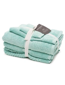 5pc Sheraton Luxury Egyptian Cotton Towel Pack Face Washer Hand/Mat Frosted Mint