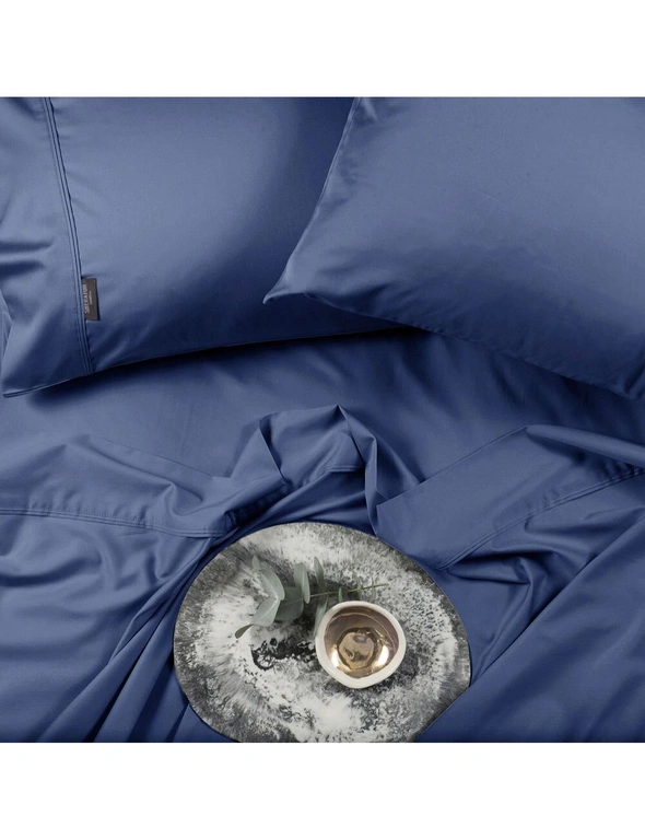 Sheraton Luxury  Bamboo Cotton Single Bed Fitted Sheet Set Deep Blue, hi-res image number null