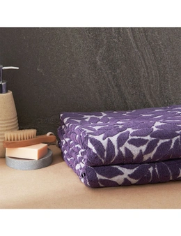 2pc Sheraton Luxury Maison Garden Leaf 68x135cm Shower/Bath Towel/Cloth Violet