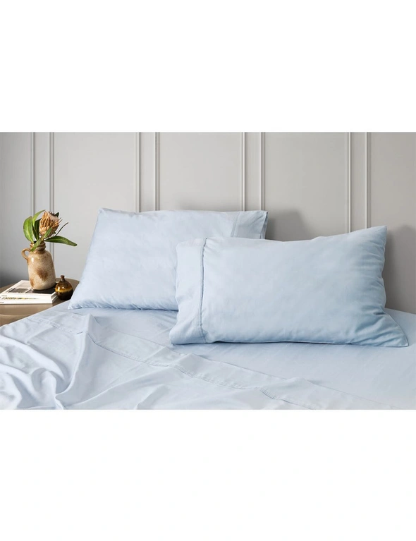 Tontine King Bed Fitted Sheet Set 300TC Australian Cotton Powder Blue, hi-res image number null