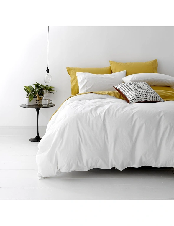 Park Avenue European Super King Bed Quilt Cover Set Vintage Washed Cotton White, hi-res image number null