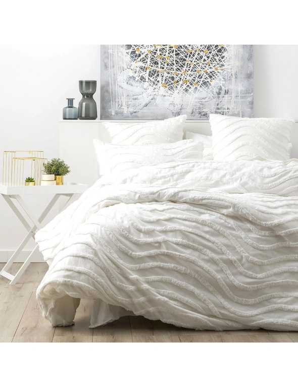 Cloud Linen Wave Queen Bed Quilt Cover Chenille Vintage Washed Tufted Cotton WH, hi-res image number null