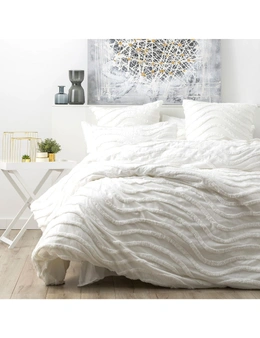 Cloud Linen Wave King Bed Quilt Cover Chenille Vintage Washed Tufted Cotton WHT