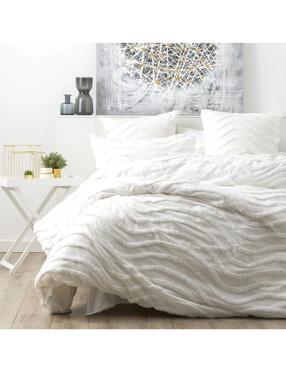 Cloud Linen Wave Pillowcase Cotton Chenille Vintage Washed Tufted Euro White, hi-res image number null