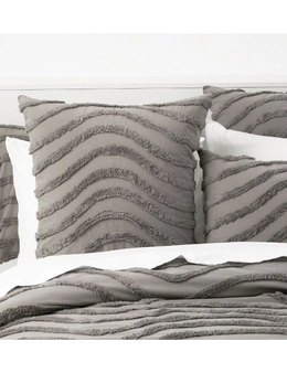 Cloud Linen Wave 65cm Pillowcase Cotton Chenille Vintage Washed Tufted Euro Grey