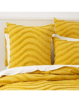 Cloud Linen Wave 65cm Pillowcase Cotton Chenille VINT Washed Tufted Euro Mustard