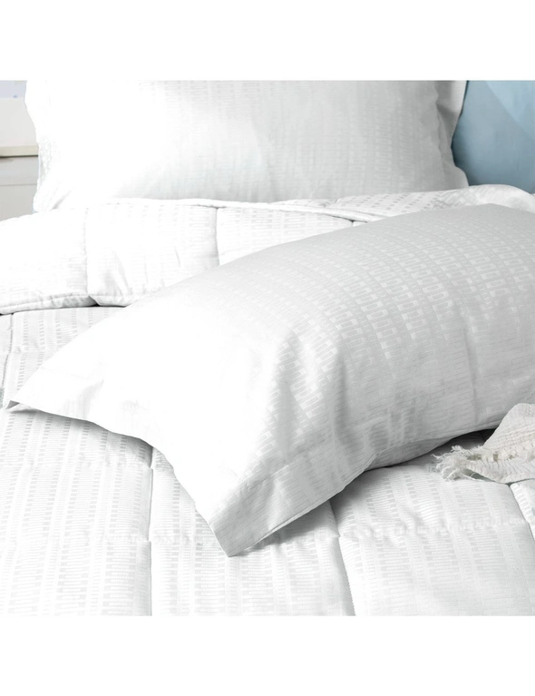 Ddecor Home Binary Super King Bed Comforter Set 500TC Cotton Jacquard White, hi-res image number null