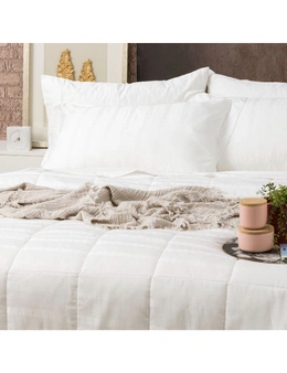 Ddecor Home Damask Queen Bed Comforter Set 500TC Cotton Jacquard Bedding White
