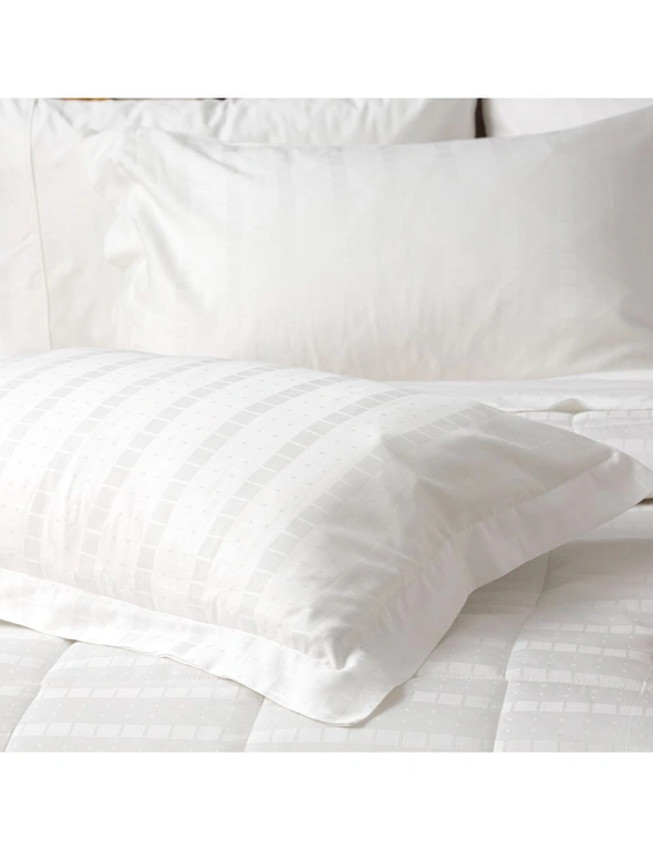 Ddecor Home Damask Queen Bed Comforter Set 500TC Cotton Jacquard Bedding White, hi-res image number null