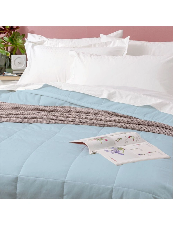 Ddecor Home Sofia Queen Bed Comforter Set 500TC Soft Cotton Jacquard Bedding Sky, hi-res image number null