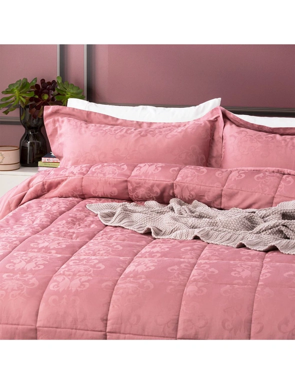 Ddecor Home Paisley Queen Bed Comforter Set 500TC Cotton Jacquard Bedding Rose, hi-res image number null