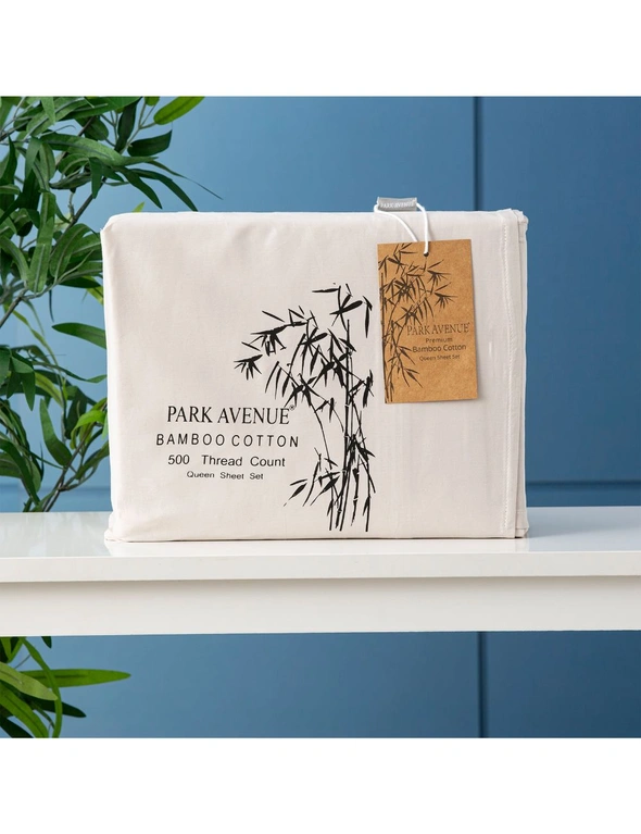 Park Avenue Long Single Fitted Sheet/Pillowcases Set 500TC Bamboo Cotton Dove, hi-res image number null