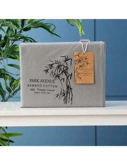 Park Avenue Split King Fitted Sheet Set/Pillowcases 500TC Bamboo Cotton Charcoal