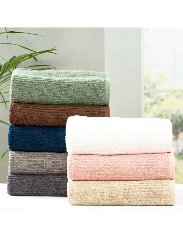 7pc Renee Taylor Cobblestone Bath/Face Hand Towel Set 650GSM Cotton Ribbed Stone, hi-res image number null