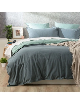 Renee Taylor Essentials Super King Quilt Cover Stone Washed Reversible Mineral
