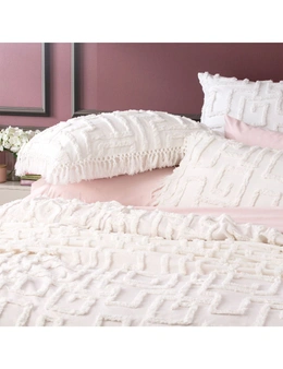 Renee Taylor Riley Queen/King Bed Cover Set Vintage Washed Tufted Cotton White