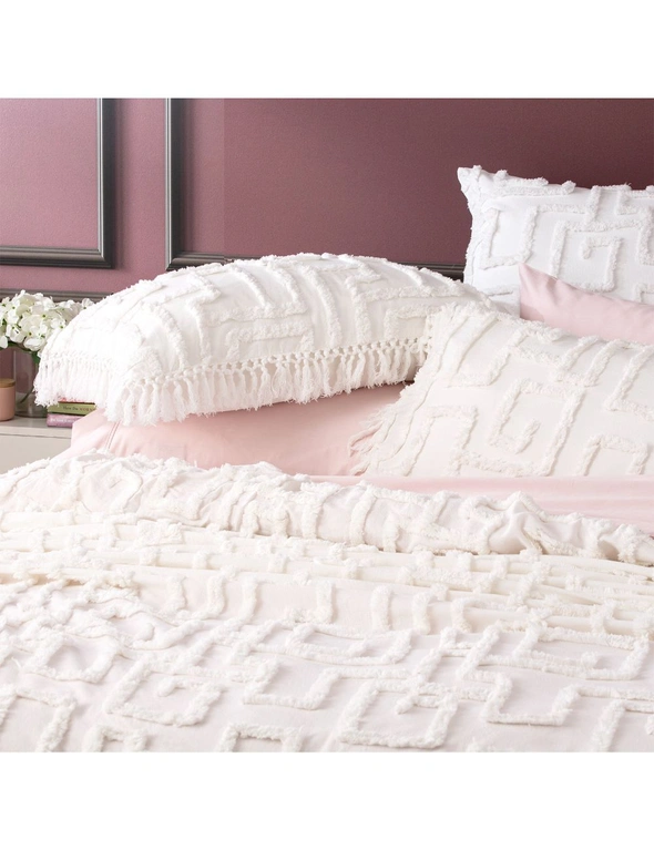 Renee Taylor Riley Queen/King Bed Cover Set Vintage Washed Tufted Cotton White, hi-res image number null