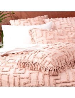 Renee Taylor Riley Queen/King Bed Cover Set Vintage Washed Tufted Cotton Blush