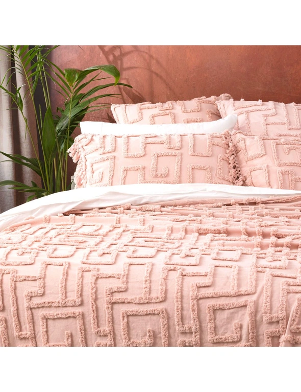 Renee Taylor Riley Queen/King Bed Cover Set Vintage Washed Tufted Cotton Blush, hi-res image number null