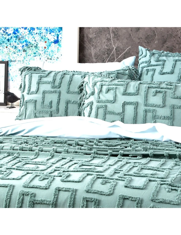 Renee Taylor Riley Queen/King Bed Cover Set Vintage Washed Tufted Cotton Mineral, hi-res image number null