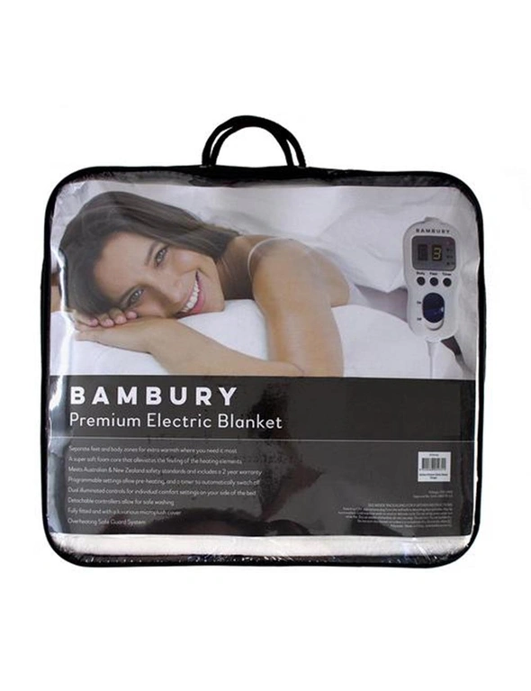 Bambury Soft Premium Fitted Electric Blanket Super King w/ Remote Control White, hi-res image number null