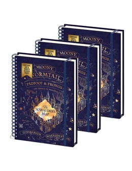 3x Wizarding World Harry Potter Character Marauders Map A4 Wiro Notebook